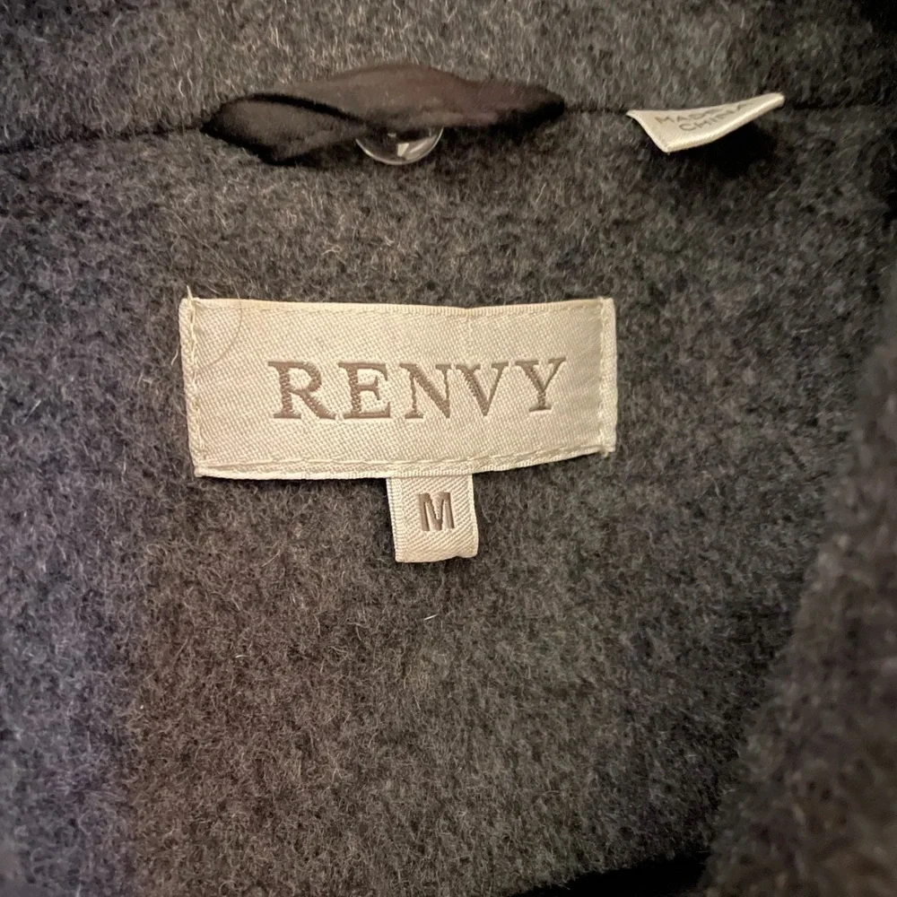 Renvy Bomber Women's Medium M Asymmetrical Lined Belted Gray Black Jacket - Picture 4 of 5